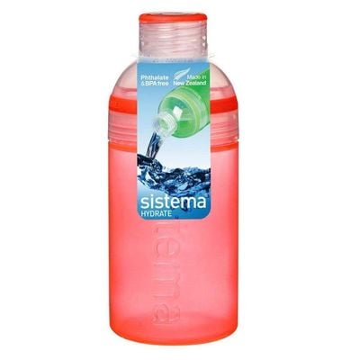 Sistema 480ML Trio Bottle, Portable with screw top Lid. Freezer, Dishwasher & Microwave safe without Lid and BPA Free. Orange