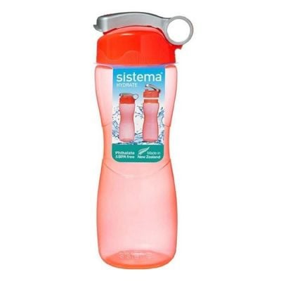 Sistema 645ML Hourglass Water Bottle, comes with flip to lid and finger loop, ideal for school, Sport and On The Go, is Dishwasher Safe and BPA Free, Orange