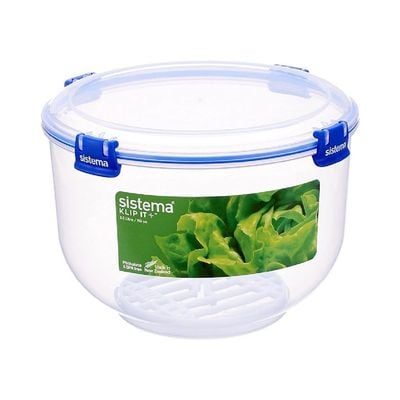 Sistema Klip It Plus 3.5 Liter Stackable Lettuce Crisper, comes with easy locking clips for airtight seal, is Microwave safe and BPA Free. Dark Blue Clips.