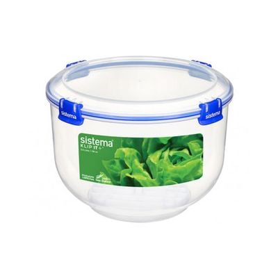 Sistema Klip It Plus 3.5 Liter Stackable Lettuce Crisper, comes with easy locking clips for airtight seal, is Microwave safe and BPA Free. Dark Blue Clips.