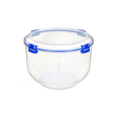 Sistema Klip It Plus 3.5 Liter Stackable Lettuce Crisper, comes with easy locking clips for airtight seal, is Microwave safe and BPA Free. Dark Blue Clips.