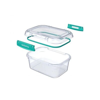 Sistema 1 Liter Klip It Plus Rectangular stackable food storage box, comes with easy locking clip, leak proof, BPA Free. Minty Teal