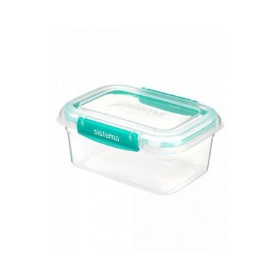 Sistema 1 Liter Klip It Plus Rectangular stackable food storage box, comes with easy locking clip, leak proof, BPA Free. Minty Teal