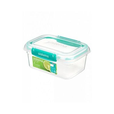 Sistema 1 Liter Klip It Plus Rectangular stackable food storage box, comes with easy locking clip, leak proof, BPA Free. Minty Teal