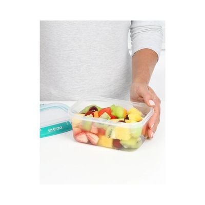 Sistema 1 Liter Klip It Plus Rectangular stackable food storage box, comes with easy locking clip, leak proof, BPA Free. Minty Teal