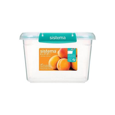 Sistema 1.49 Liter Klip It Plus Rectangular stackable food storage box, comes with easy locking clip, leak proof, BPA Free. Minty Teal