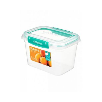 Sistema 1.49 Liter Klip It Plus Rectangular stackable food storage box, comes with easy locking clip, leak proof, BPA Free. Minty Teal