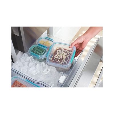 Sistema 1.15 Liter Klip It Plus square stackable food storage box, comes with easy locking clip, leak proof, BPA Free. Minty Teal