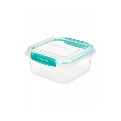 Sistema 1.15 Liter Klip It Plus square stackable food storage box, comes with easy locking clip, leak proof, BPA Free. Minty Teal