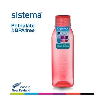 Sistema 1 Liter Square Bottle, best for work, schools and on the go, Leak Proof, easy grip square shape. Is impact resistant, Dishwasher safe & Phthlate & BPA Free, Orange