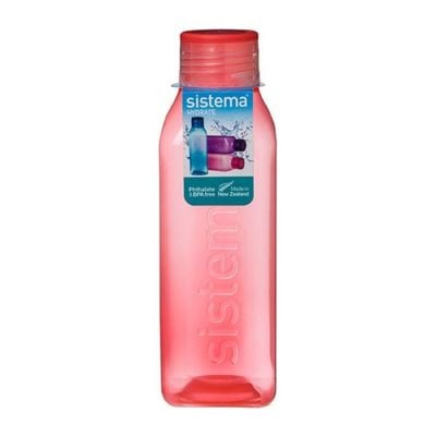 Sistema 1 Liter Square Bottle, best for work, schools and on the go, Leak Proof, easy grip square shape. Is impact resistant, Dishwasher safe & Phthlate & BPA Free, Orange