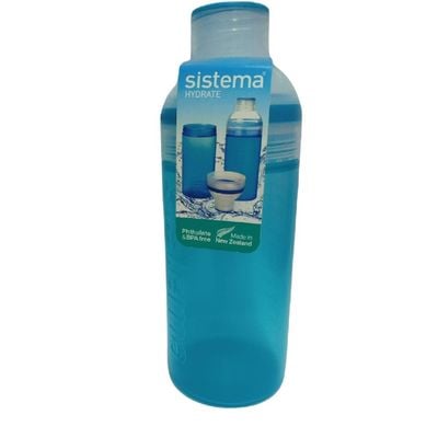 Sistema 580ML Trio Bottle, Portable with screw top Lid. Freezer, Dishwasher & Microwave safe without Lid and BPA Free. Sky Blue