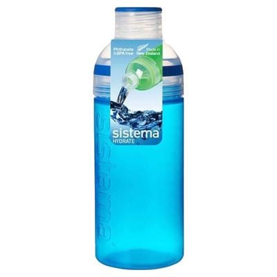 Sistema 580ML Trio Bottle, Portable with screw top Lid. Freezer, Dishwasher & Microwave safe without Lid and BPA Free. Sky Blue