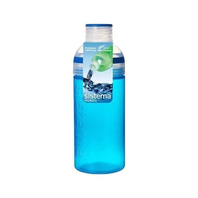 Sistema 580ML Trio Bottle, Portable with screw top Lid. Freezer, Dishwasher & Microwave safe without Lid and BPA Free. Sky Blue