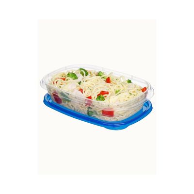 Sistema Takealongs 950ML Stackable Rectrangular food storage, clear with blue lid, pack of 3, Phthalate & BPA Free, Microwave and dishwasher safe.