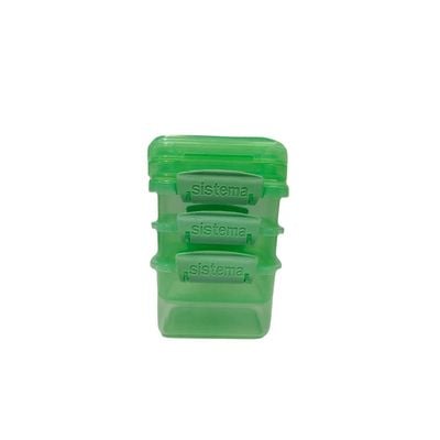 Sistema 400ml Rectangular Lunch Box Pack (3-Pack)  Green, Lunch on-the-Go ,BPA-Free.