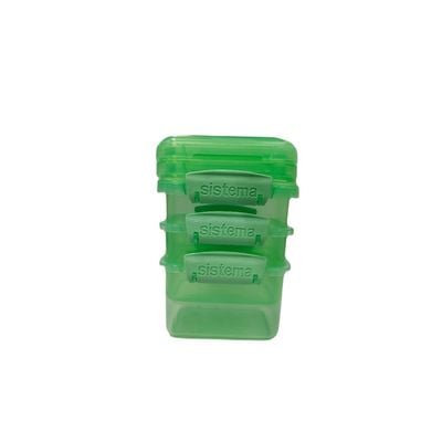 Sistema 400ml Rectangular Lunch Box Pack (3-Pack)  Green, Lunch on-the-Go ,BPA-Free.