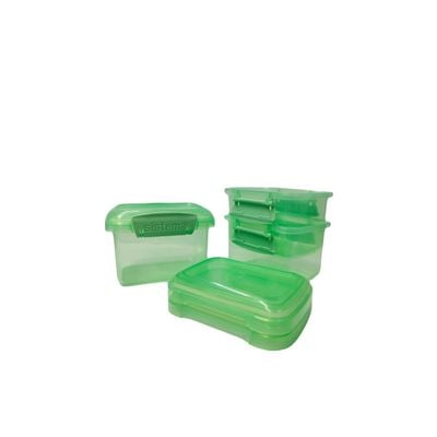 Sistema 400ml Rectangular Lunch Box Pack (3-Pack)  Green, Lunch on-the-Go ,BPA-Free.