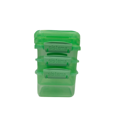 Sistema 400ml Rectangular Lunch Box Pack (3-Pack)  Green, Lunch on-the-Go ,BPA-Free.