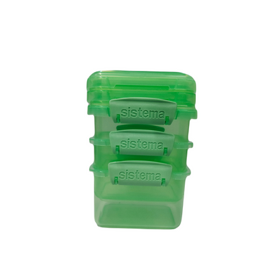 Sistema 400ml Rectangular Lunch Box Pack (3-Pack)  Green, Lunch on-the-Go ,BPA-Free.