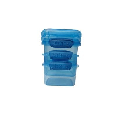 Sistema 400ml Rectangular Lunch Box Pack (3-Pack)  Blue, Lunch on-the-Go ,BPA-Free.