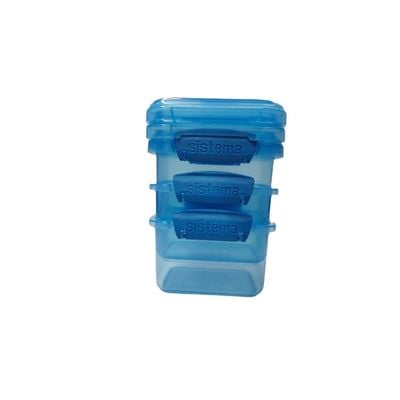 Sistema 400ml Rectangular Lunch Box Pack (3-Pack)  Blue, Lunch on-the-Go ,BPA-Free.