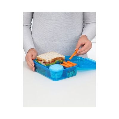 Sistema 400ml Rectangular Lunch Box Pack (3-Pack)  Blue, Lunch on-the-Go ,BPA-Free.