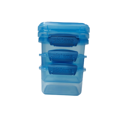 Sistema 400ml Rectangular Lunch Box Pack (3-Pack)  Blue, Lunch on-the-Go ,BPA-Free.