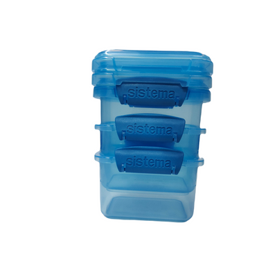 Sistema 400ml Rectangular Lunch Box Pack (3-Pack)  Blue, Lunch on-the-Go ,BPA-Free.