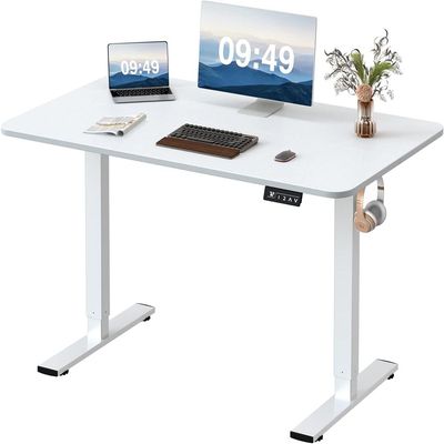 Mahmayi 48x24 Inch Standing Desk with Adjustable Legs, Sturdy Anti-Rust Steel Frames for Home, Office, Living Room, Workstation, White