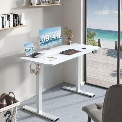 مكتب قائم من Mahmayi مقاس 48 × 24 بوصة بأرجل قابلة للتعديل، إطارات فولاذية قوية مضادة للصدأ للمنزل والمكتب وغرفة المعيشة ومحطة العمل، أبيض