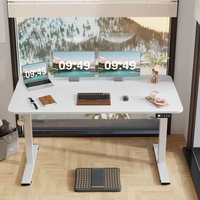 Mahmayi 55x24 Inch Standing Desk with Adjustable Legs, Sturdy Anti-Rust Steel Frames for Home, Office, Living Room, Workstation, White