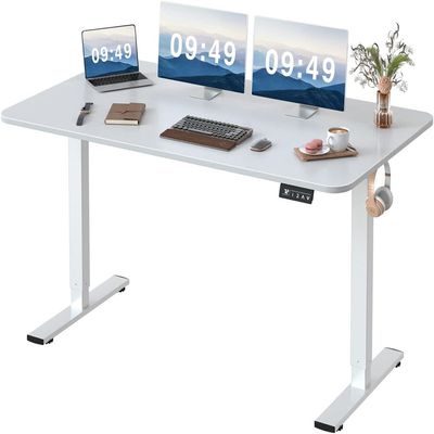 Mahmayi 55x24 Inch Standing Desk with Adjustable Legs, Sturdy Anti-Rust Steel Frames for Home, Office, Living Room, Workstation, White