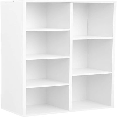 Mahmayi Vasagle 7 Open Storage Shelf Bookcase Shelf Ideal for Home, Office and Living Room, White