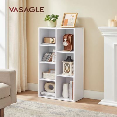 Mahmayi Vasagle 7 Open Storage Shelf Bookcase Shelf Ideal for Home, Office and Living Room, White