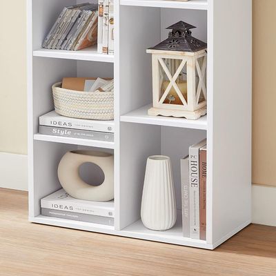 Mahmayi Vasagle 7 Open Storage Shelf Bookcase Shelf Ideal for Home, Office and Living Room, White