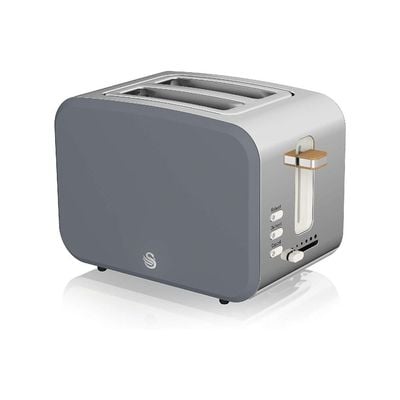 Swan ST14610GRYN Nordic 2-Slice Toaster with Defrost/Reheat/Cancel Functions, Cord Storage, 900W, Grey