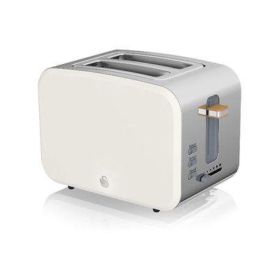 Swan ST14610WHTN Nordic 2-Slice Toaster with Defrost/Reheat/Cancel Functions, Cord Storage, 900W, White