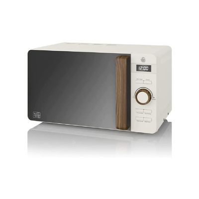 Swan SM22036LWHTN Nordic LED Digital Microwave with Glass Turntable, 6 Power Levels & Defrost Setting, 20L, 800W, White