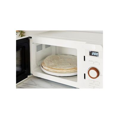 Swan SM22036LWHTN Nordic LED Digital Microwave with Glass Turntable, 6 Power Levels & Defrost Setting, 20L, 800W, White