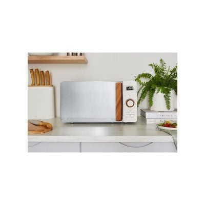 Swan SM22036LWHTN Nordic LED Digital Microwave with Glass Turntable, 6 Power Levels & Defrost Setting, 20L, 800W, White