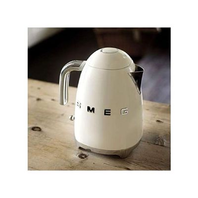 Smeg KLF04CRUK, 50's Retro Style Kettle, 7 Temperature Settings, 1.7 L Capacity with Water Level Indicator, 360 Swivel Base, Anti-Slip Feet, Soft Opening Lid, Stainless Steel, Cream, 1 Year Warranty