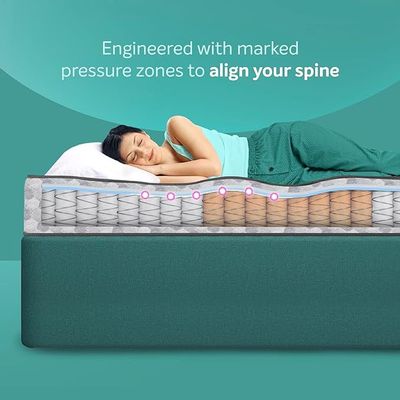 Sleepwell Ortho Pro Spring | 100 Night Trial | Impressions Memory Foam Mattress With Airvent Technology And 3-Zone Pocket Spring | Super King Bed Size (200L x 200W x 25H cm)