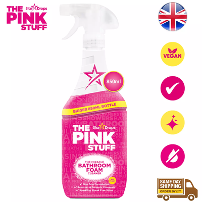 Pink Stuff Miracle Bathroom Foam Cleaner Spray, Non Drip Formulation removes & Prevents Limescales and gives Streak Free Shine  850ML