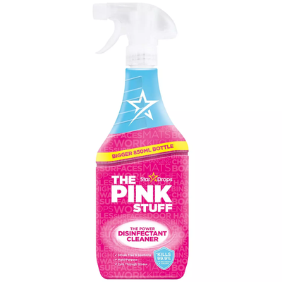 The Pink Stuff Power Disinfectant Multi Purpose Cleaner Spray, Streak Free & Sparkling Shine, Cuts through Grease & Grimes, 850ML