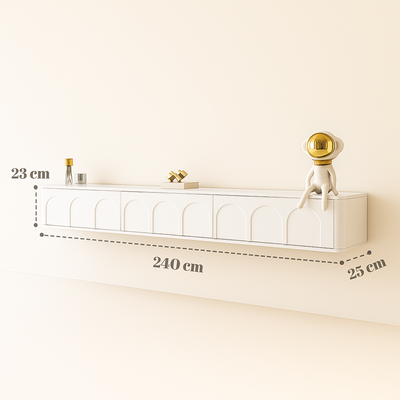 رف جداري لوحدة تلفزيون مثبتة على الحائط من الخشب الملتف