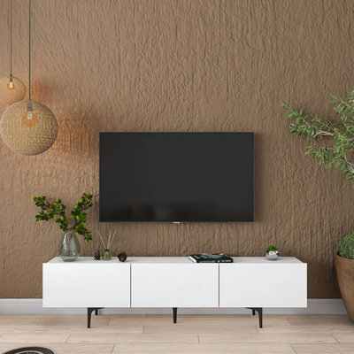 Home Canvas LuxeVision Upto 70 inch White & Black TV Unit Console Table