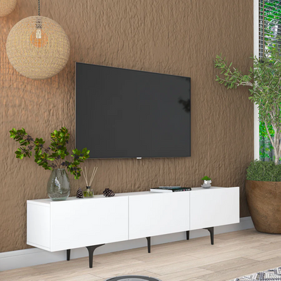 Home Canvas LuxeVision Upto 70 inch White & Black TV Unit Console Table