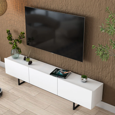 Home Canvas Nova Media Upto 70 Inch White & Black TV Console Table