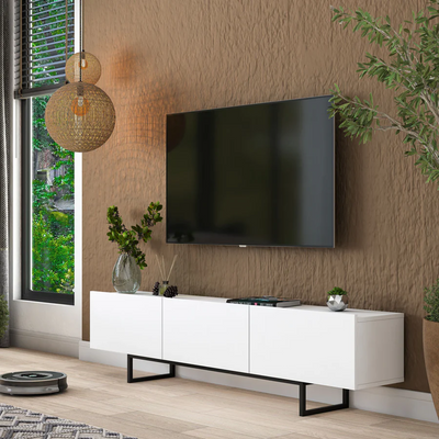 Home Canvas Nova Media Upto 70 Inch White & Black TV Console Table